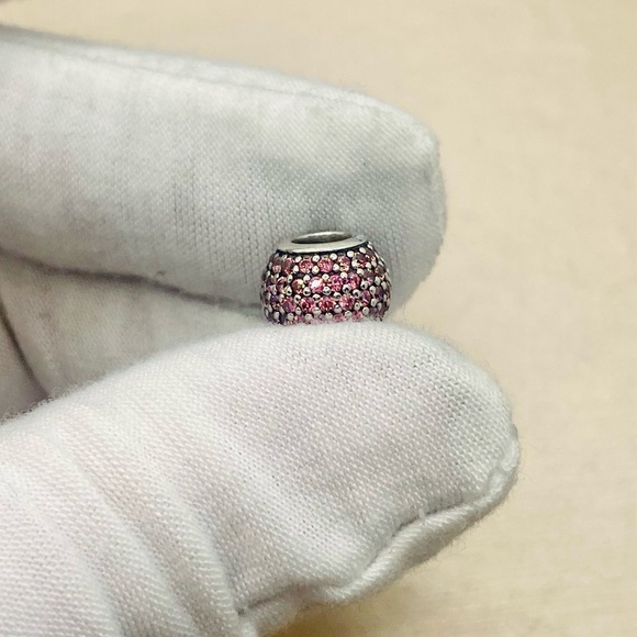 EUC Pandora 791051PCZ Sterling Silver Pave Lights Charm W/ Salmon Zirconia - Picture 5 of 8